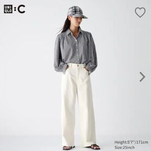 Uniqlo C Wide Straight Leg Jeans, Off White, Size 27